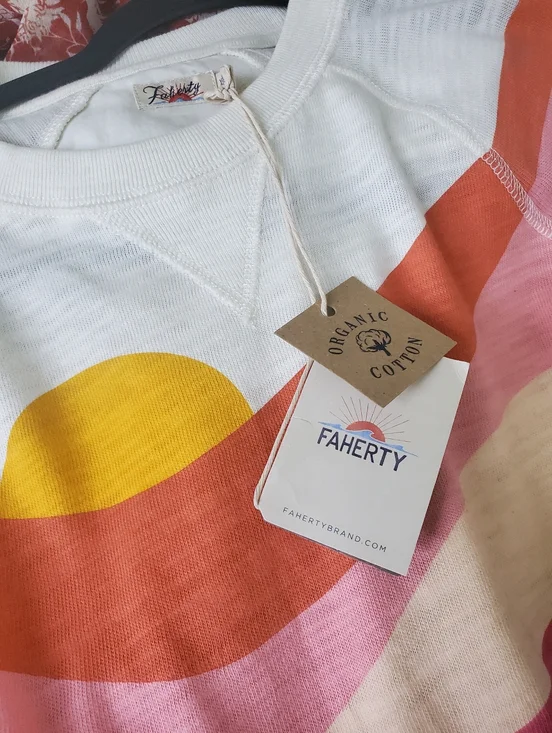 NWT Faherty Soleil Sunwashed Slub Crewneck XS - Picture 5 of 5